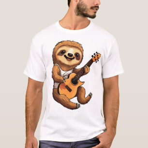 Luiaard houdt Gitaar Kabouterhoed T-shirt