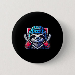 Luiaard ijshockey klaar om leuke grafische score t ronde button 5,7 cm