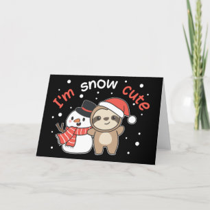 Luiaard Ik Ben Sneeuw Lief Sneeuwman Sneeuw Woordg Feestdagen Kaart