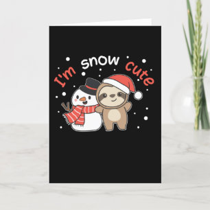 Luiaard Ik Ben Sneeuw Lief Sneeuwman Sneeuw Woords Feestdagen Kaart