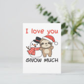 Luiaard Ik Hou Van Je Sneeuw Veel Sneeuwman Woords Feestdagenkaart (Staand voorkant)