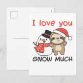 Luiaard Ik Hou Van Je Sneeuw Veel Sneeuwman Woords Feestdagenkaart (Voorkant / Achterkant)