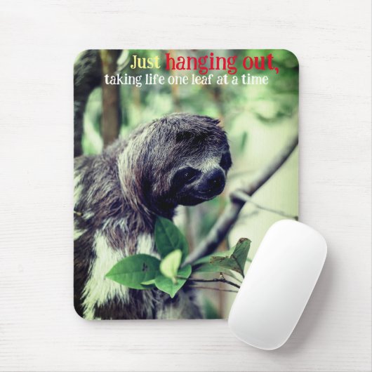 Luiaard in boomfoto muismat (Met muis)