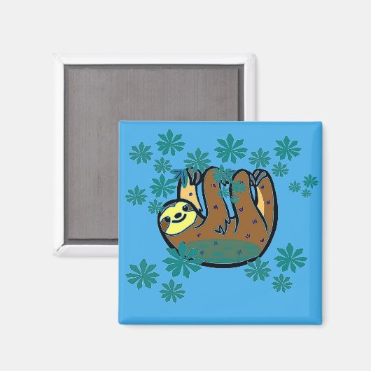 Luiaard in Cecropia Tree Magneet (Voorkant / Achterkant)