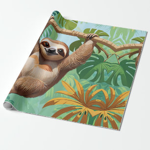 Luiaard in een boom cadeaupapier