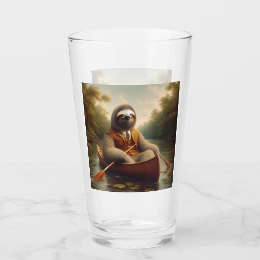 Luiaard in een kano glas (Achterkant)