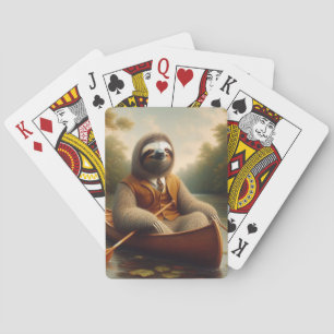Luiaard in een kano pokerkaarten