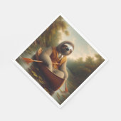 Luiaard in een kano servet (Hoek)