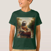 Luiaard in een kano t-shirt (Voorkant)