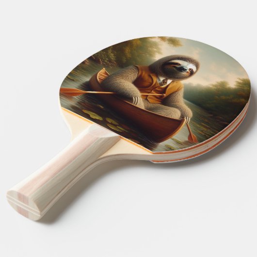 Luiaard in een kano tafeltennisbatje (Voorkant Gekanteld)