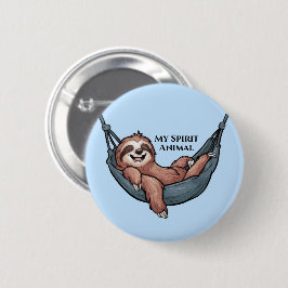 Luiaard in relax ronde button 5,7 cm