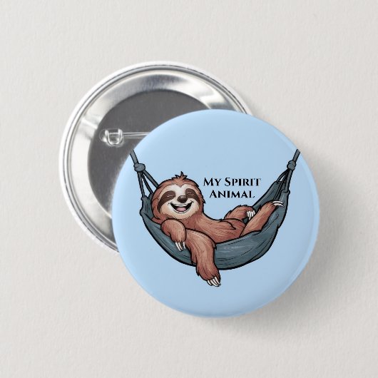 Luiaard in relax ronde button 5,7 cm (Voorkant /achterkant)