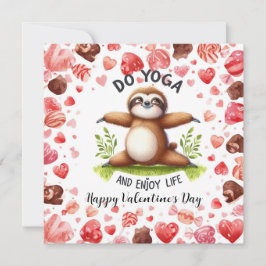 Luiaard in yogales op Valentijnsdag Feestdagenkaart