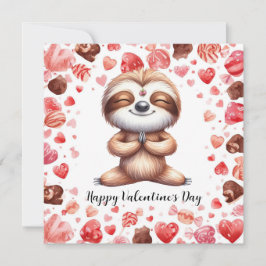 Luiaard in yogales op Valentijnsdag Feestdagenkaart