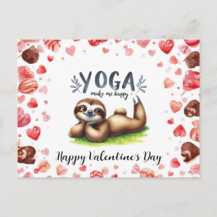 Luiaard in yogales op Valentijnsdag  Feestdagenkaart