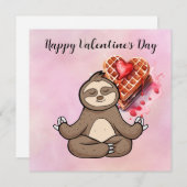 Luiaard in yogales op Valentijnsdag Feestdagenkaart (Voorkant / Achterkant)