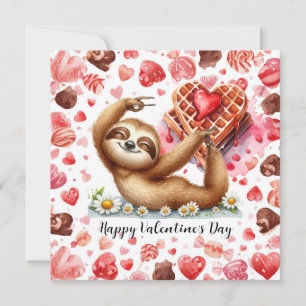 Luiaard in yogales op Valentijnsdag Feestdagenkaart