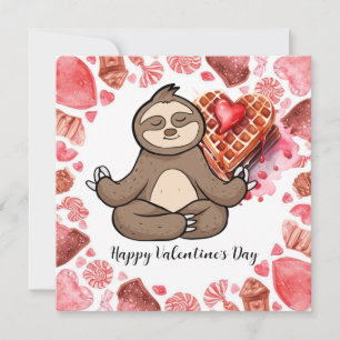 Luiaard in yogales op Valentijnsdag Feestdagenkaart