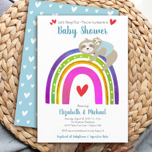 Luiaard Jongen Baby Shower Boho Regenboog Schattig Kaart