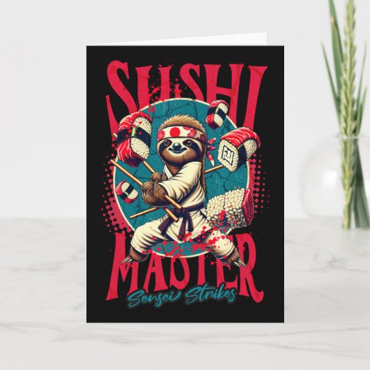 Luiaard Karate Sushi Meester Kaart (Voorkant)