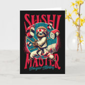 Luiaard Karate Sushi Meester Kaart (Gele Bloem)