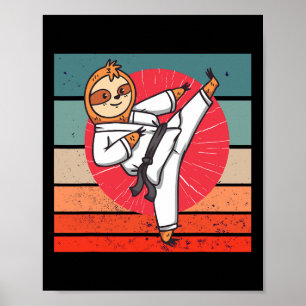 Luiaard Karate Zwarte Band Luiaard Liefhebber Japa Poster