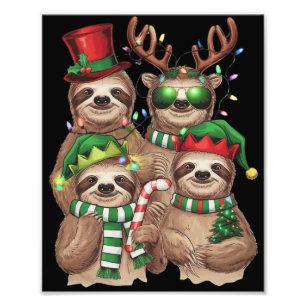 Luiaard Kerst Merry Slothmas Luiaard Liefhebber Gi Foto Afdruk