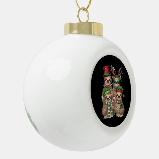 Luiaard Kerst Merry Slothmas Luiaard Liefhebber Gi Keramische Bal Ornament (Links)