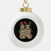 Luiaard Kerst Merry Slothmas Luiaard Liefhebber Gi Keramische Bal Ornament (Voorkant)