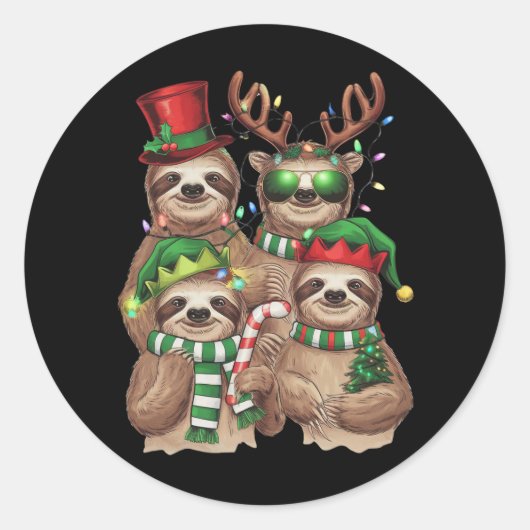 Luiaard Kerst Merry Slothmas Luiaard Liefhebber Gi Ronde Sticker (Voorkant)