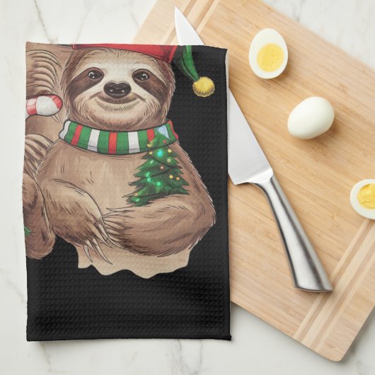 Luiaard Kerst Merry Slothmas Luiaard Liefhebber Gi Theedoek (Quarter Fold)