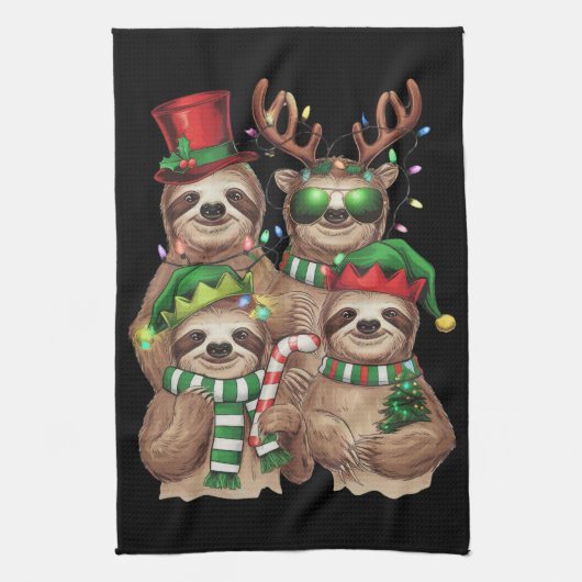 Luiaard Kerst Merry Slothmas Luiaard Liefhebber Gi Theedoek (Verticaal)