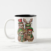 Luiaard Kerst Merry Slothmas Luiaard Liefhebber Gi Tweekleurige Koffiemok (Links)