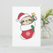 Luiaard Kerst Sneeuw Winter Dieren Luiaards Feestdagenkaart (Staand voorkant)