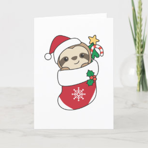 Luiaard Kerstmis Sneeuw Winter Dieren Luiaards Feestdagen Kaart