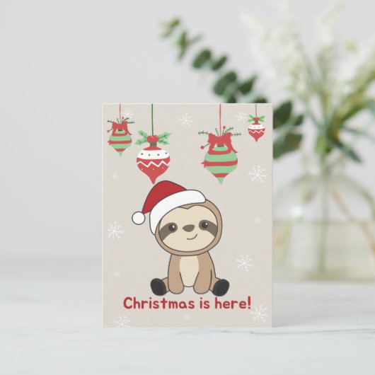 Luiaard Kerstmis Sneeuw Winter Dieren Luiaards Vak Feestdagenkaart (Staand voorkant)