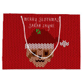 Luiaard Kerstmis Vrolijk Sloveens Naam Rood Vakant Groot Cadeauzakje (Achterkant)