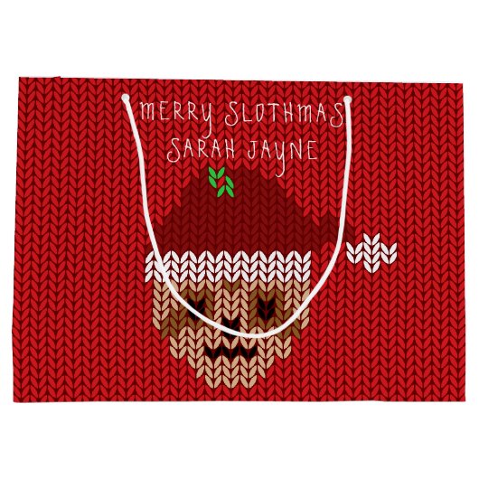 Luiaard Kerstmis Vrolijk Sloveens Naam Rood Vakant Groot Cadeauzakje (Achterkant)