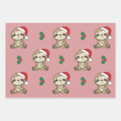 Luiaard Kerstmis Winter Dieren Vakantie luiaards Inpakpapier Vel (Voorkant 2)