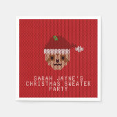 Luiaard Kersttrui Party Red Paper servetten (Voorkant)