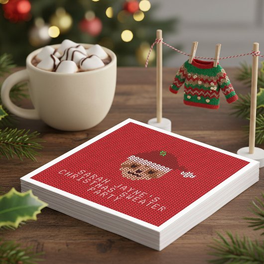 Luiaard Kersttrui Party Red Paper servetten
