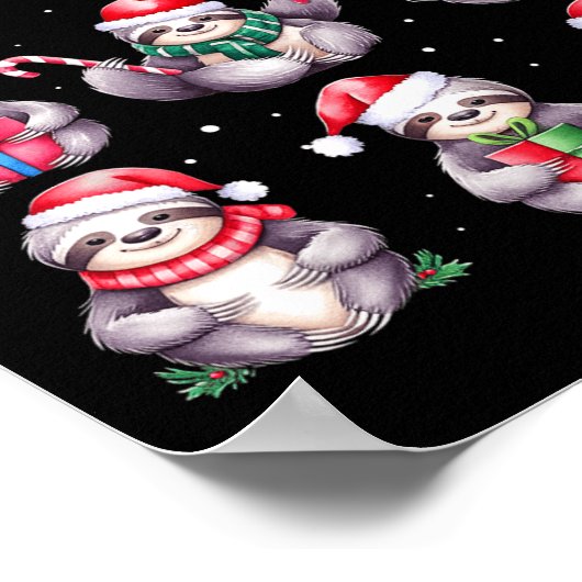 Luiaard kerstverlichting grappige luiaards minnaar poster (Hoek)