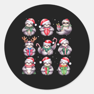 Luiaard kerstverlichting grappige luiaards minnaar ronde sticker