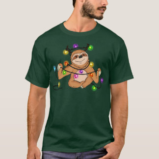 Luiaard Kerstverlichting Kerstcadeau T-shirt