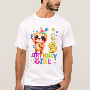 Luiaard Kinderen 9 Jaar Oud Luiaard 9e Verjaardags T-shirt
