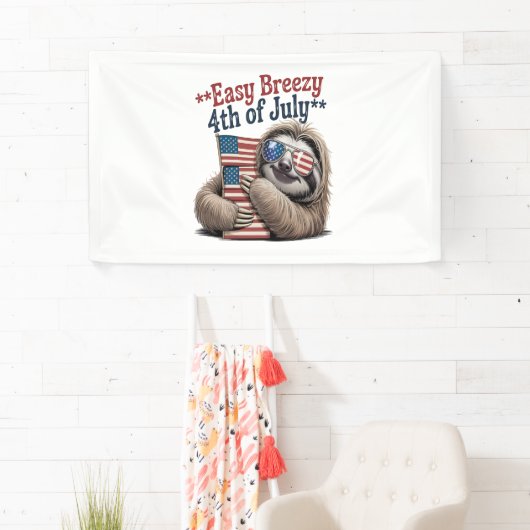 Luiaard Knuffelen Vlag 4 juli Spandoek (Insitu)