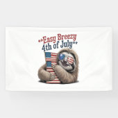 Luiaard Knuffelen Vlag 4 juli Spandoek (Horizontaal)