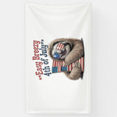 Luiaard Knuffelen Vlag 4 juli Spandoek (Verticaal)