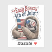 Luiaard Knuffelen Vlag 4 juli Sticker (Vel)