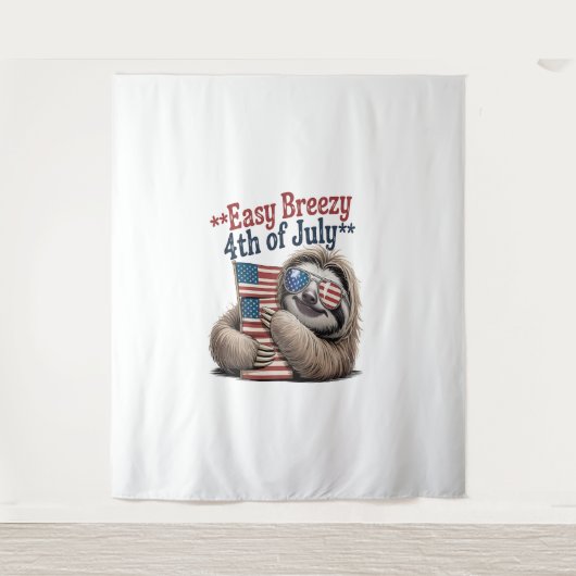 Luiaard Knuffelen Vlag 4 juli Wandkleed (Voorkant)